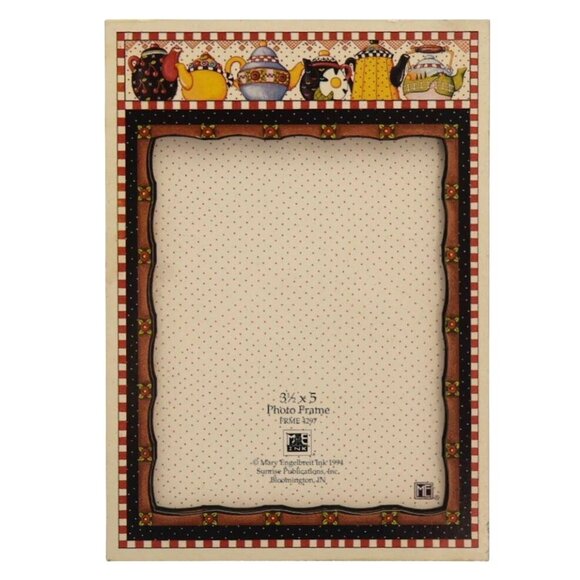 Vintage Mary Engelbreit 3.5" X 5" Photo Frame Teapot Pattern New Old Stock - Picture 1 of 4